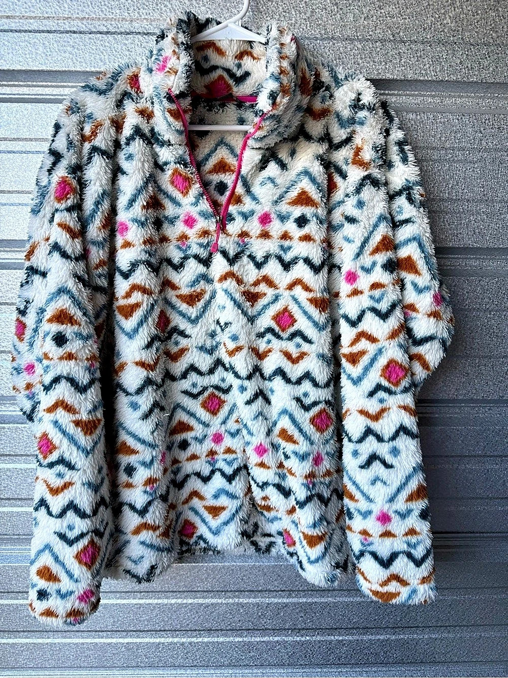 Eddie Bauer Aztec Geometric Sherpa Fleece 1/4-Zip Pullover XXL
